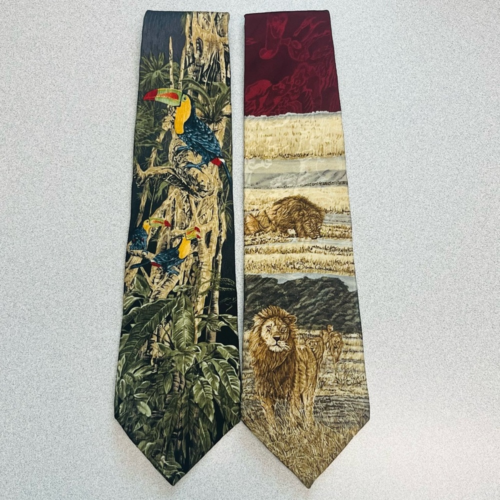Endangered Species Vintage Lot of 2 Men's Silk Ties